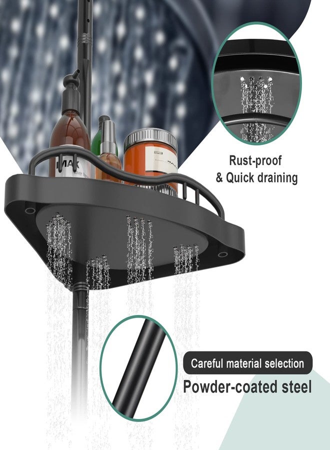 كوكونات حامل دش جوز الهند، عمود قابل للشد، حامل دش زاوية مقاوم للصدأ بطول 54-114 بوصة، 4 أرفف بلاستيكية قابلة للتعديل لحوض الاستحمام، منظم دش سهل التركيب بدون حفر، رف تخزين للحمام - Image 4